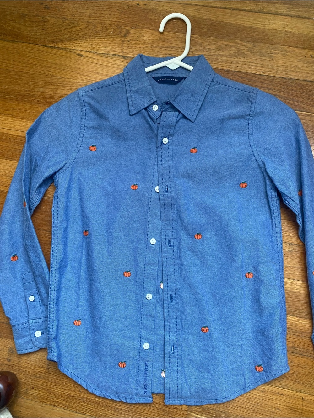 Janie and Jack boys pumpkin embroidered shirt size 8
